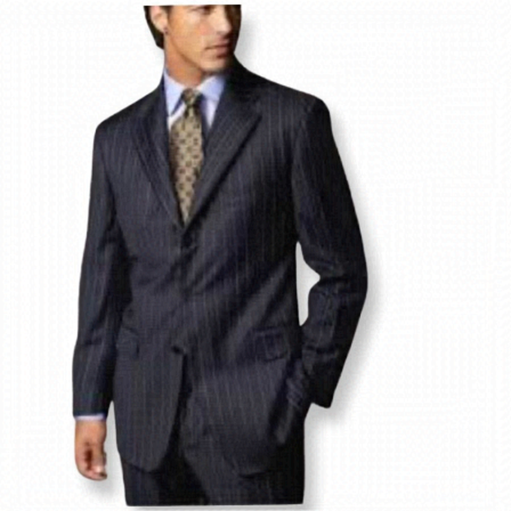 Sean John Men's Dark Navy Pinstripe Suit Jacket